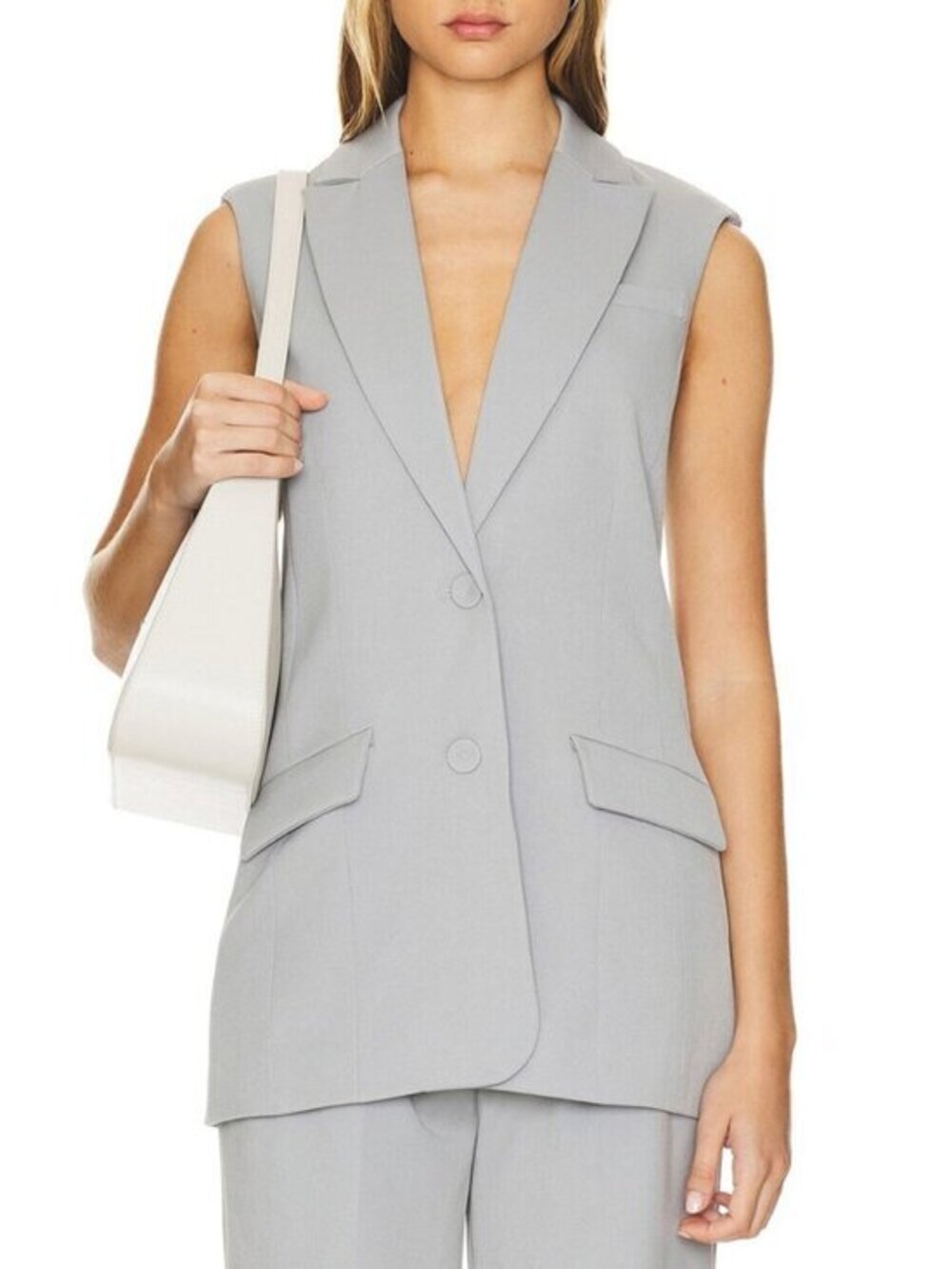 New Favorite Daughter Nadine Sleeveless Blazer Vest Gray XS $298